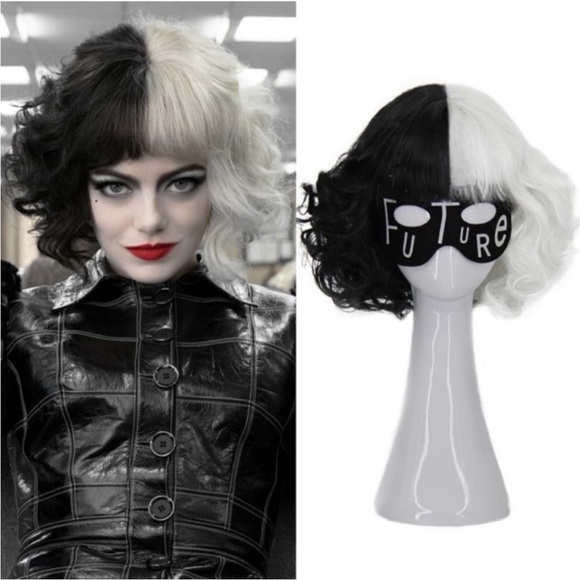 Cruella Deville Wig and Mask Costume *NEW*